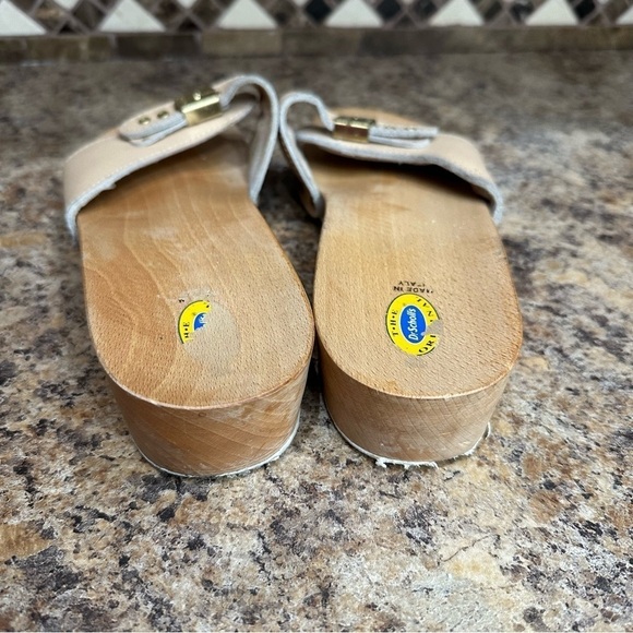Dr. Scholl's Original Leather Wood Clog Slides Sandals Shoes Made in Italy Sz 10 - Picture 2 of 8